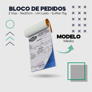 Bloco de Anotação - Médio - 2 Vias Autocopiativo - 56g 14x20cm 4x0 - Impressão somente frente   50 folhas de cada via