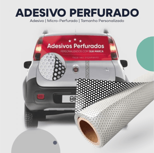 Adesivo Perfurado m² Micro Perfurado m² Impressão somente frente colorida - 4x0 Sem Revestimento Sem Acabamento 