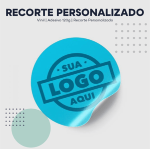 Adesivo Vinil C/ Recorte Personalizado Vinil Adesivo 120g m² Impressão somente frente colorida - 4x0 Personalizado Recorte Eletrônico 