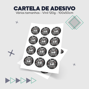 Cartela de Adesivo Vinil Vinil Adesivo Brilho 120g 100x50CM Impressão somente frente - 4x0 Corte Eletrônico  