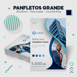 Panfleto Grande Dois Lados Couchê 90g 20x28cm Impressão frente e verso colorida - 4x4  Refile 