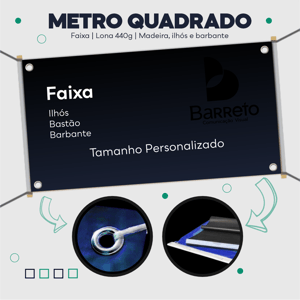 Faixa m² Lona Front Light 440g m² Impressão somente frente colorida - 4x0 Personalizado  