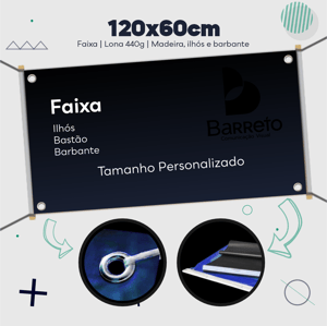 Faixa 120x60cm Lona Front Light 440g 120x60cm Impressão somente frente colorida - 4x0 Personalizado  