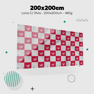 Backdrop 200x200cm Lona Front Light 440g 200x200cm Impressão somente frente colorida - 4x0 Personalizado Ilhós 