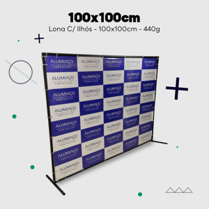 Backdrop 100x100cm Lona Front Light 440g 100x100cm Impressão somente frente colorida - 4x0 Personalizado Ilhós 