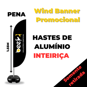 WIND PROMOCIONAL PENA (P) TECIDO TECNOSPORT 100% SINTÉTICO 1.85M X 0.65M DUPLA-FACE | IMPRESSÃO ULTRA-HD EPSON ESTRUTURA DE ALUMÍNIO INTEIRIÇA COSTURA OVERLOQUE EXTERNO BASE TITAN BLACK COM ALÇA