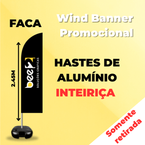 WIND PROMOCIONAL Base Titan Black Modelo Maleta com Alça P/M 2.50m x 0.65m Dupla-Face | Impressão Sublimática Modelo FACA Estrutura de Alumínio Inteiriça SOMENTE RETIRADA