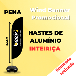 WIND PROMOCIONAL Base Titan Black Modelo Maleta com Alça P/M 2.50m x 0.65m Dupla-Face | Impressão Sublimática Modelo PENA Estrutura de Alumínio Inteiriça SOMENTE RETIRADA