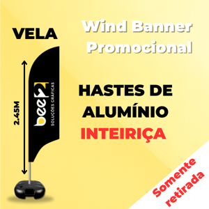WIND PROMOCIONAL Base Titan Black Modelo Maleta com Alça P/M 2.50m x 0.65m Dupla-Face | Impressão Sublimática Modelo VELA Estrutura de Alumínio Inteiriça SOMENTE RETIRADA
