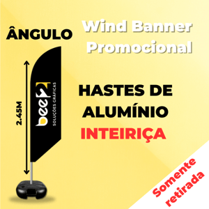 WIND PROMOCIONAL Base Titan Black Modelo Maleta com Alça P/M 2.50m x 0.65m Dupla-Face | Impressão Sublimática Modelo ANGULO Estrutura de Alumínio Inteiriça SOMENTE RETIRADA