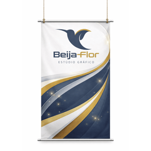 Banner em lona fosca   Impressão Digital Colorida  Tubete e Corda 
