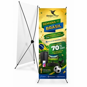 X-BANNER KIT COMPLETO BANDEIRA E SUPORTE  60x160cm   Lona front 240g Produção após aprovação da arte.
