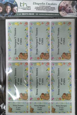 Etiqueta Escolar Adesiva