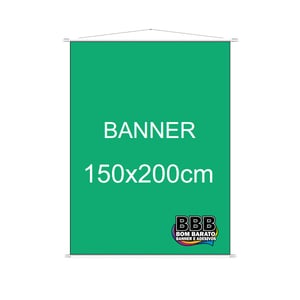 Banner em lona 150x200      Banner impresso em lona de alta qualidade no formato de 150x200cm com bastonete, ponteiras brancas e cordinha para pendurar.