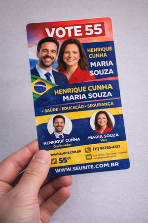 santinhos politicos couchê 80g 7x10 4X0 sem verniz  Os Santinhos Políticos, materiais gráficos indispensáveis em qualquer campanha eleitoral..