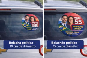 Bolachão político (adesivo vinil redondo) adesivo vinil 90 g 15 cm de diâmetro 4x0 sem verniz  