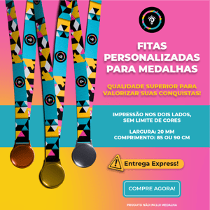 Fita Personalizada para Medalha Acetinado  | 100% Poliéster 85cm X 2cm 4X4 Tecido 100% Personalizado  Sem acabamento 
