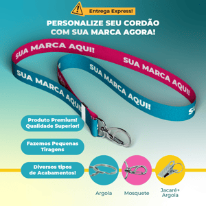 Cordões Personalizados para Crachá PRODUÇÃO EM 24HRS Acetinado  | 100% Poliéster 85CM X 2CM 4X4 Tecido 100% Personalizado  Chapinha 
