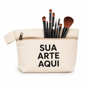 Necessaire Ecológica com Zíper - Tecido Algodão Cru - 24x12cm      