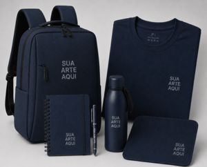 Kit Onboarding :  mochila, camiseta,  caderneta, caneta , garrafa e mouse pad.      