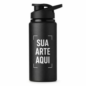 SQUEEZE EM ALUMÍNIO PRETO FOSCO 600ML      