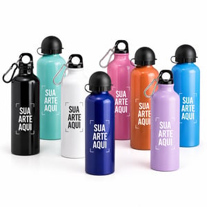 SQUEEZE ALUMINIO 500ML C/ BICO E MOSQUETÃO COR      