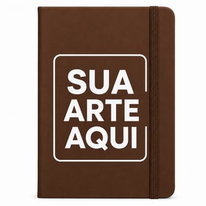 CADERNETA COURO SINTÉTICO marrom 21X14 com pauta      