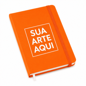 Caderneta Pequena tipo MOLESKINE laranja com PAUTA - 10x15cm - 80 folhas      