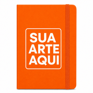 CADERNETA COURO SINTÉTICO 21X14 laranja sem pauta      