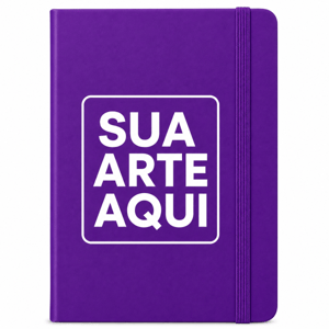 CADERNETA COURO SINTÉTICO roxo 21X14 com pauta      