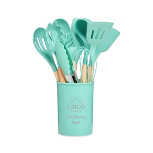 Kit Utensílios 12 Peças em Silicone com Cabo de Bambu | Ecológico e Sofisticado - 07041