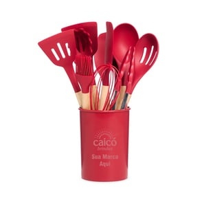 Kit Utensílios 12 Peças em Silicone com Cabo de Bambu | Ecológico e Sofisticado - 07041
