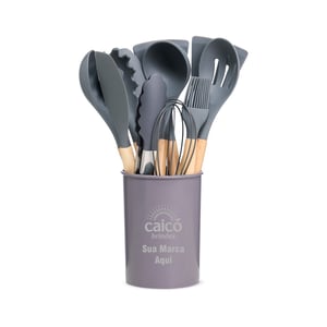 Kit Utensílios 12 Peças em Silicone com Cabo de Bambu | Ecológico e Sofisticado - 07041