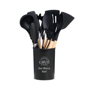 Kit Utensílios 12 Peças em Silicone com Cabo de Bambu | Ecológico e Sofisticado - 07041