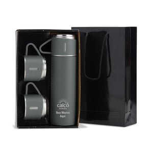 Kit Garrafa Térmica 450ml com Duas Tampas | Brinde Corporativo Elegante - KIT18639