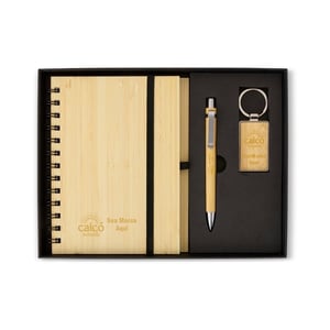 Kit Executivo Ecológico 3 Peças em Bambu | Brinde Sustentável com Estojo - 07048