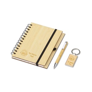 Kit Executivo Ecológico 3 Peças em Bambu | Brinde Sustentável com Estojo - 07048