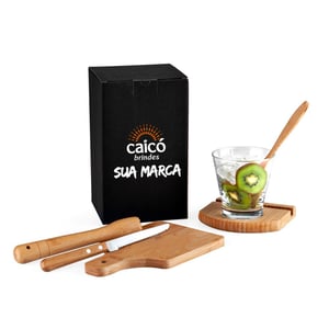 Kit Para Caipirinha Em Bambu / Madeira Ibiza - 6 peças Elegantes e Sustentáveis - KC-00463