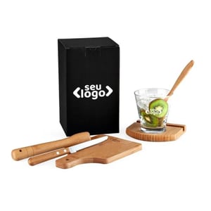 Kit Para Caipirinha Em Bambu / Madeira Ibiza - 6 peças Elegantes e Sustentáveis - KC-00463