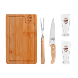 Kit para Churrasco com Copos Personalizado – 5 Peças de Qualidade - KT-9027L