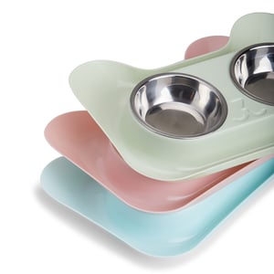 Tigela Dupla de Aço inoxidável para Pets - Praticidade e Estilo - 03150