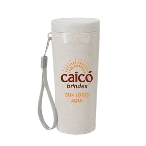 Copo 350ml em Fibra de Bambu com Alça - Brinde Ecológico e Reutilizável - 03006