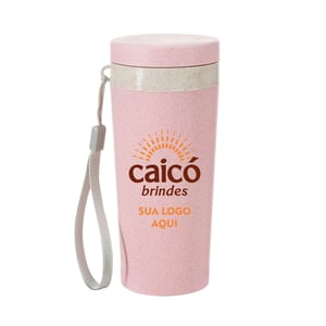 Copo 350ml em Fibra de Bambu com Alça - Brinde Ecológico e Reutilizável - 03006