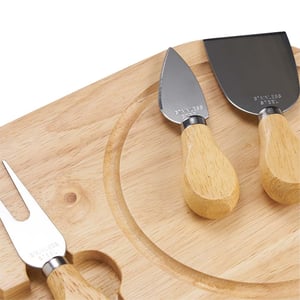 Kit Queijo 4 Peças com Tábua de Bambu Personalizada - Elegância para Seus Momentos - 03222