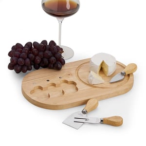Kit Queijo 4 Peças com Tábua de Bambu Personalizada - Elegância para Seus Momentos - 03222