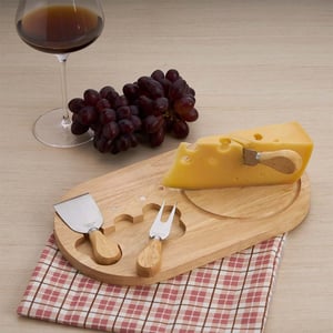 Kit Queijo 4 Peças com Tábua de Bambu Personalizada - Elegância para Seus Momentos - 03222