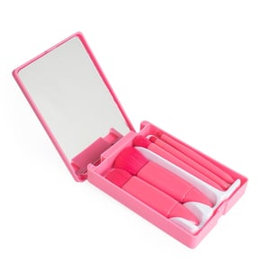 Kit Pincel 5 Peças com Estojo e Espelho — Brinde de Maquiagem — 18874