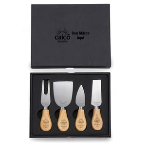 Kit Queijo 4 Peças com Estojo de Espuma | Brinde Gourmet Personalizado - 06222