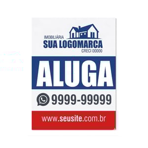 Placa de Sinalização 30X40cm em PS 1mm Resistente Sol e Chuva - ALUGA - 23032601