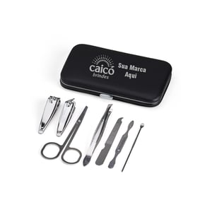 Kit Manicure 7 Peças com Estojo de Couro Sintético | Brinde Prático e Elegante - 01361B